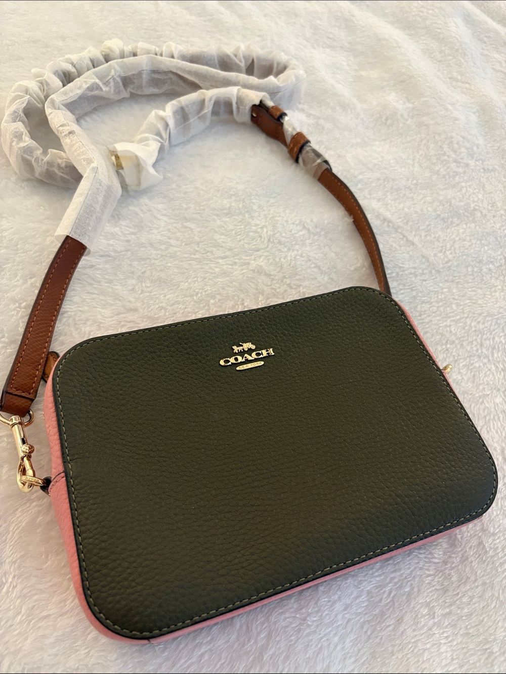 Coach Colorblock Pebble Leather Mini Camera Crossbody Bag